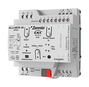 Устройство KNX с источником питания, интерфейсом KNX-IP, 4-выхода, 6-входов Zennio ALLinBOX 46 ZPR46