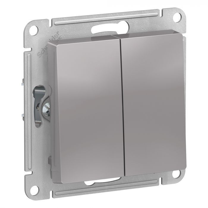 Переключатель двухклавишный Systeme Electric Atlas Design алюминий ATN000365