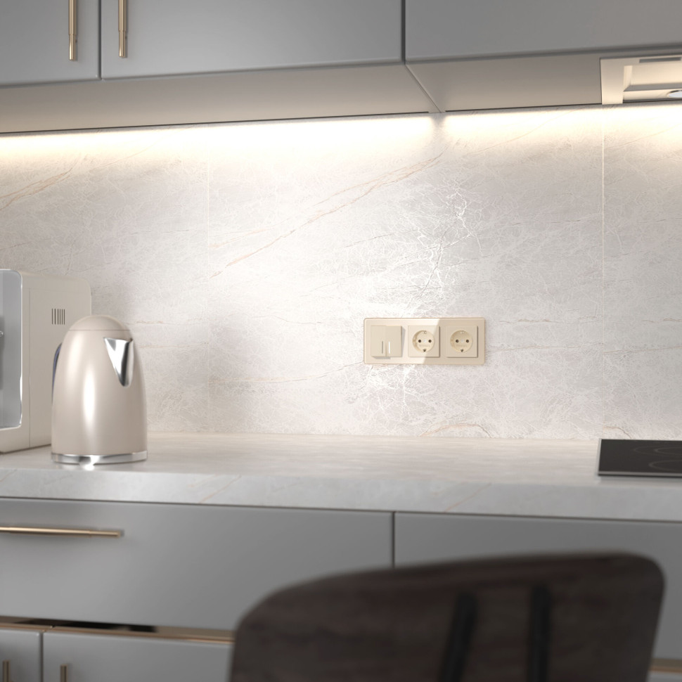 Выключатель двухклавишный с подсветкой (айвори акрил) W1120143