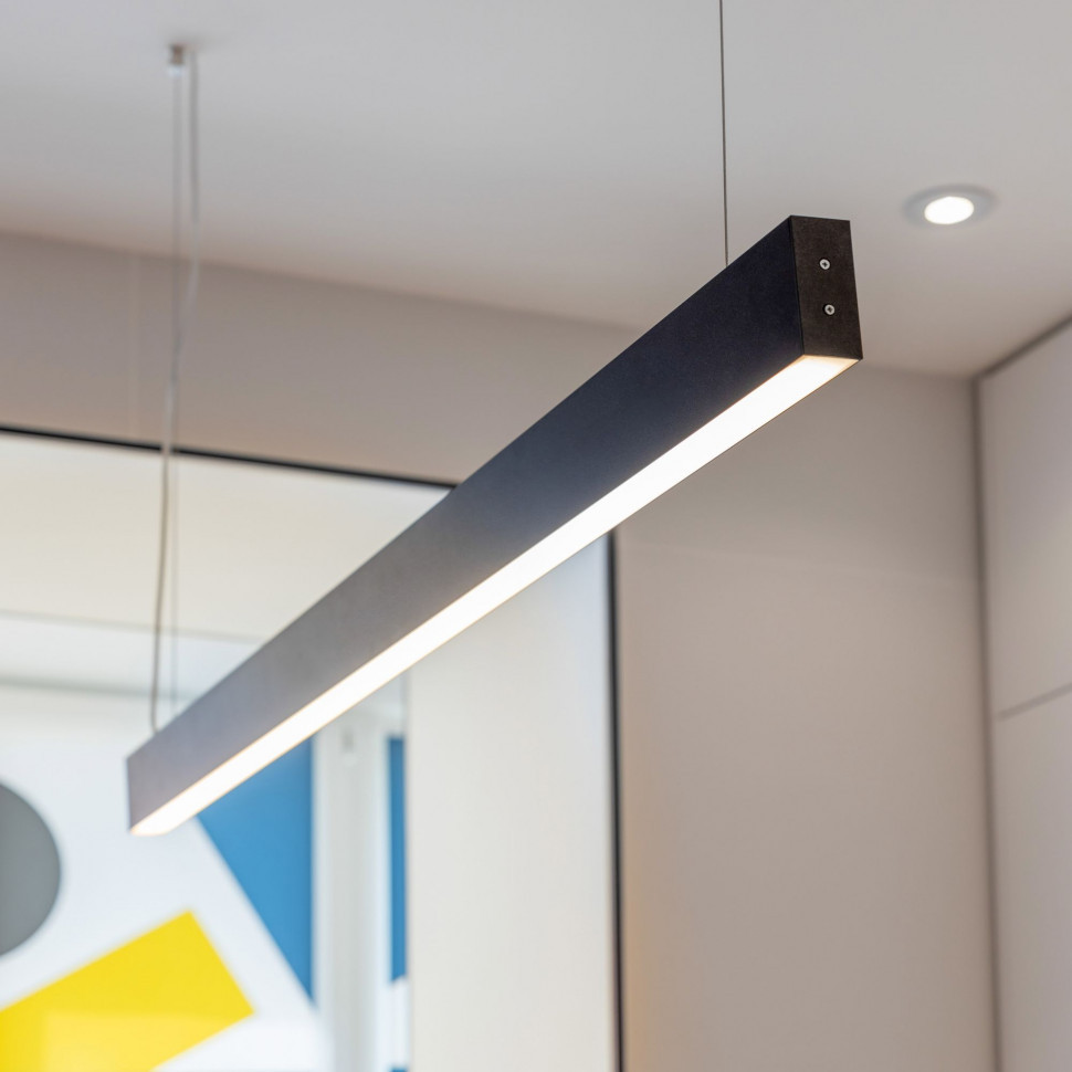 Линейный светодиодный подвесной односторонний светильник 128см 25Вт 4200К серебряный 101-200-30-128