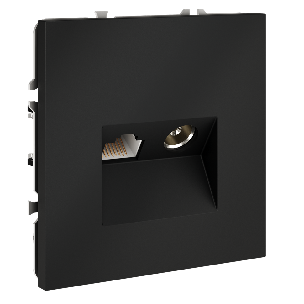 Розетка телевизионная встраиваемая VOLTUM S70 TV+RJ45 кат. 6, (графит)