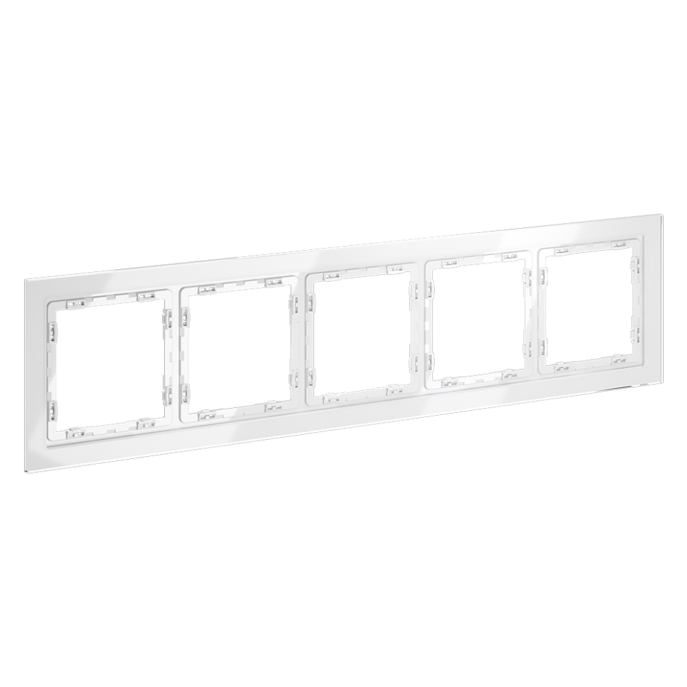 Рамка стеклянная VOLTUM S70 на 5 постов, (белый, стекло)