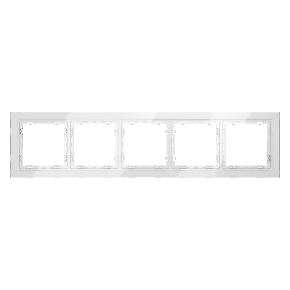 Рамка стеклянная VOLTUM S70 на 5 постов, (белый, стекло)