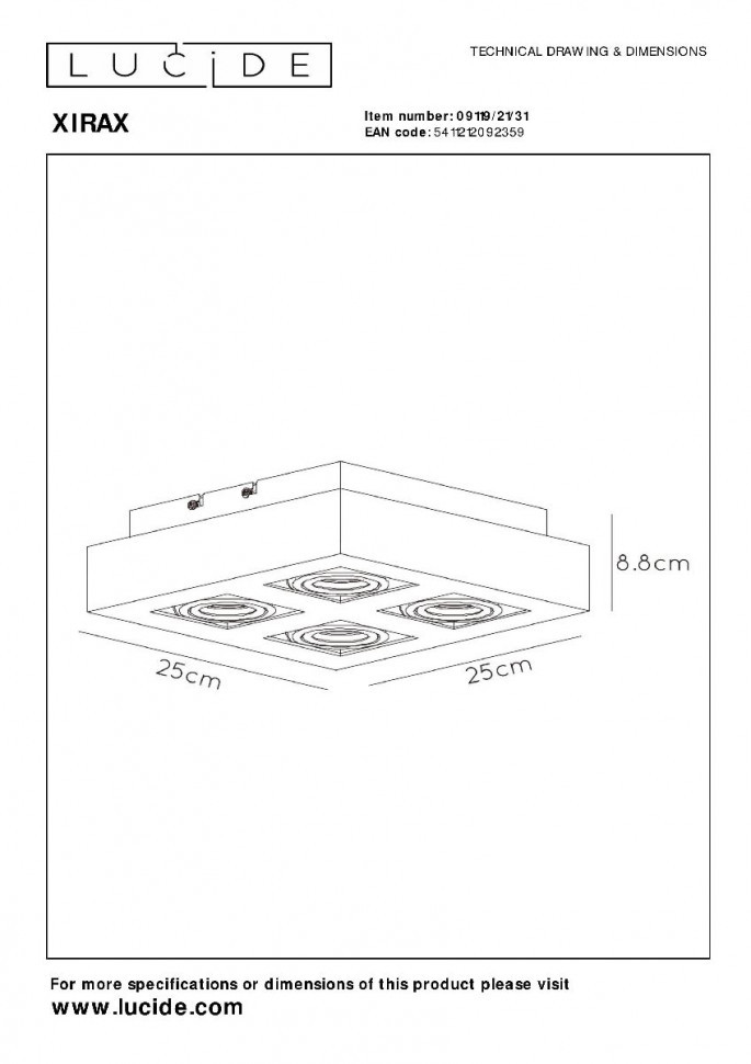 Накладной светильник Lucide Xirax 09119/21/31