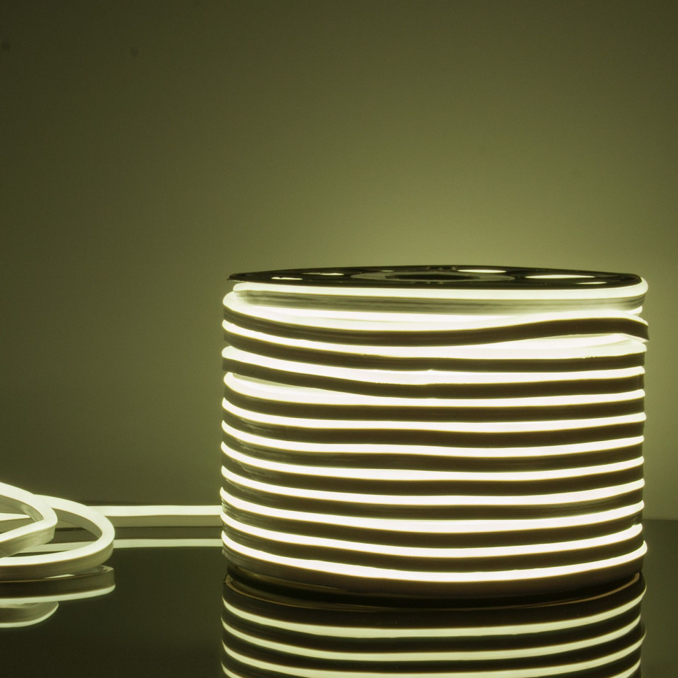 Светодиодный гибкий неон 220 В 9,6 Вт/м 120 Led/м 2835 IP67, односторонний холодный белый 6500К, 50 м Гибкий неон 220V 9,6W 120Led 2835 IP67 односторонний холодный белый, 50 м