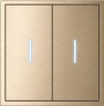 Выключатель двухклавишный с подсветкой LED (золото)  