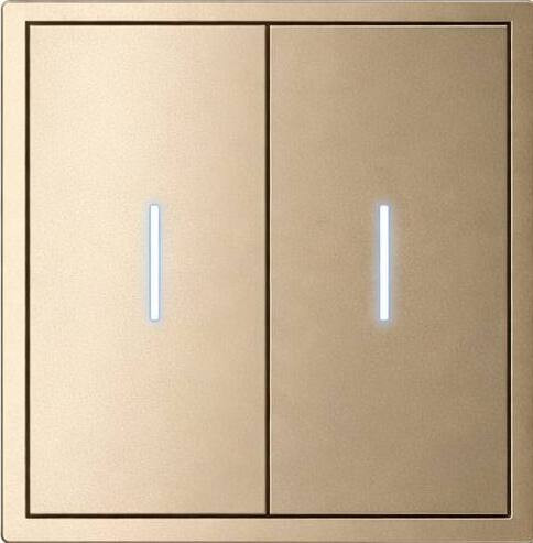 Выключатель двухклавишный с подсветкой LED (золото)  