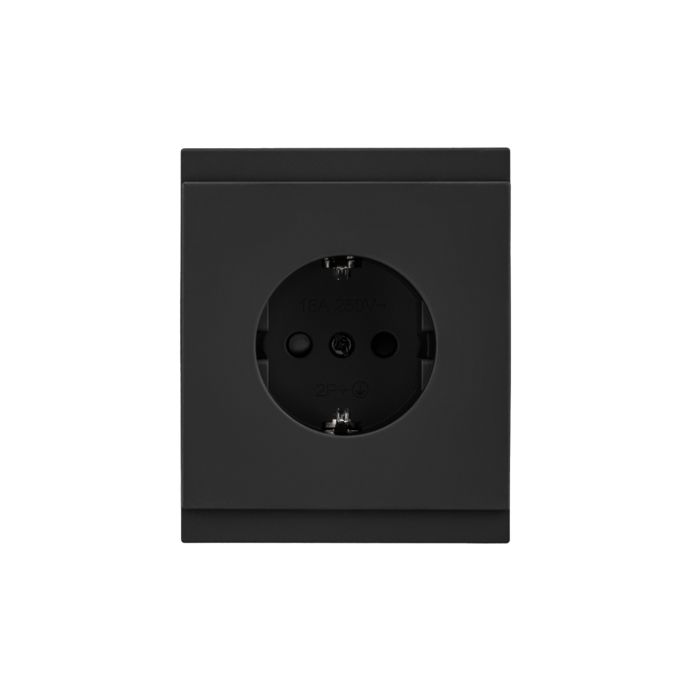 KRANZ SETE Розетка 1-ая с заземлением и шторками 16А, антрацит KR-79-0701-4