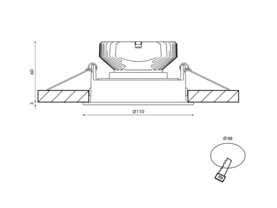  SWG PRO Корпус светильника потолочный встраиваемый  наклонный, COMBO10-BL, Черный, IP20, COMBO10-BL