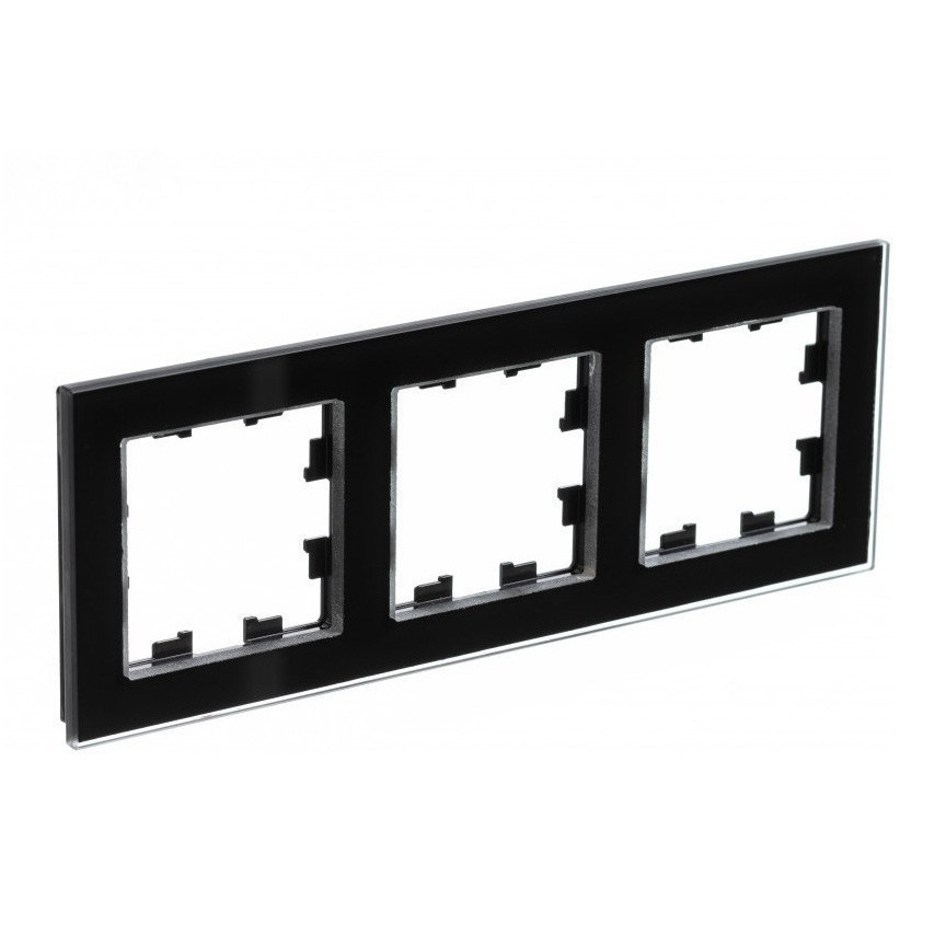 Рамка Systeme Electric Atlas Design Nature на 3 поста, черное стекло ATN321003