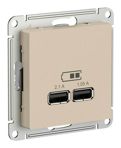 Зарядное устройство USB Schneider Electric Atlas Design песочный ATN001233