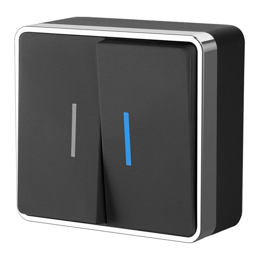 Выключатель двухклавишный с подсветкой Gallant черный/хром W5020135