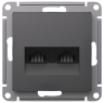 Розетка двойная Schneider Atlas Design RJ-45 кат. 5е, Базальт ATN001485