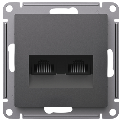 Розетка двойная Schneider Atlas Design RJ-45 кат. 5е, Базальт ATN001485