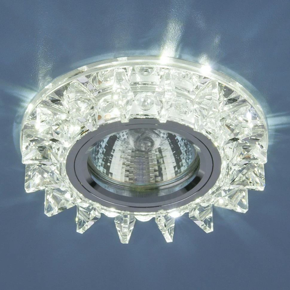 Точечный светильник с LED подсветкой 6037 MR16  SL зеркальный/серебро