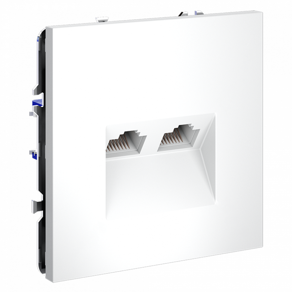 Розетка компьютерная встраиваемая VOLTUM S70 двойная RJ45+RJ45 кат.6, (белый матовый) VLS060202