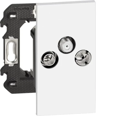 Розетка телевизионная-радио-спутниковая TV-R-SAT 2 модуля. Цвет Белый. Bticino серия Living Now