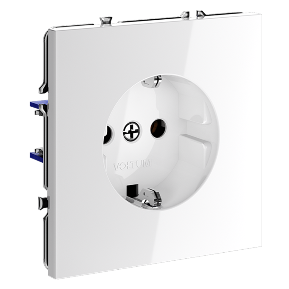Розетка встраиваемая VOLTUM S70 с заземлением 16А, (белый глянцевый)