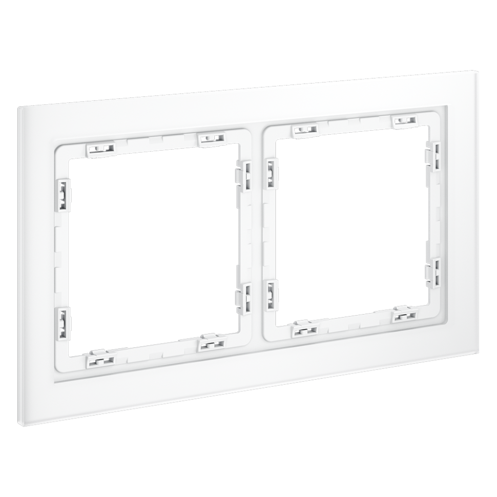Рамка стеклянная VOLTUM S70 на 2 поста, (белый,матовый,стекло)