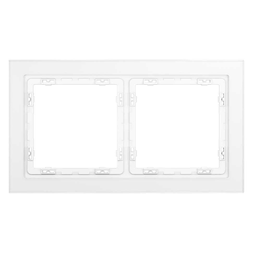 Рамка стеклянная VOLTUM S70 на 2 поста, (белый,матовый,стекло)