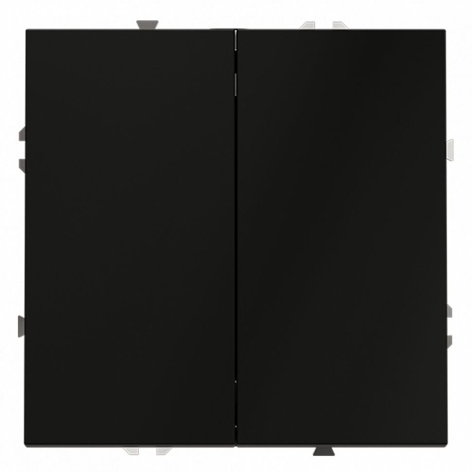 Выключатель встраиваемый VOLTUM S70 двухклавишный 10А, (черный матовый)