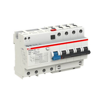 Дифференциальный автомат (АВДT) ABB DS204 AC-C63/0.03 Тип-AC 4P 63A 30мА х-ка C 6kA  2CSR254001R1634