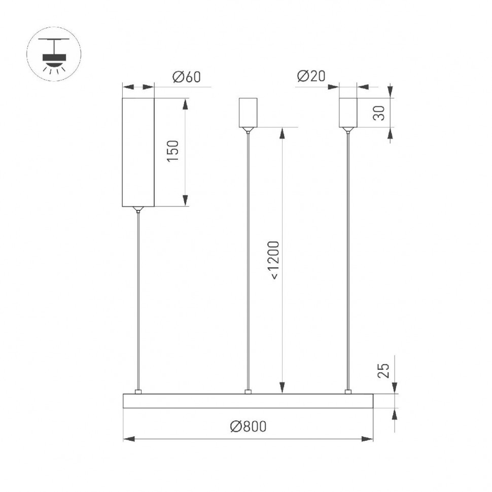 Подвесной светильник Arlight SP-CONGO-MULT-1-R800-42W Day4000 (GD, 120 deg, 230V) 046249