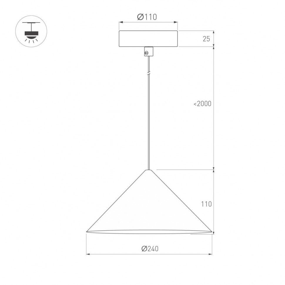Подвесной светильник Arlight SP-MAKOTO-R240-10W Warm3000 (BK, 36 deg, 230V, TRIAC) 057212