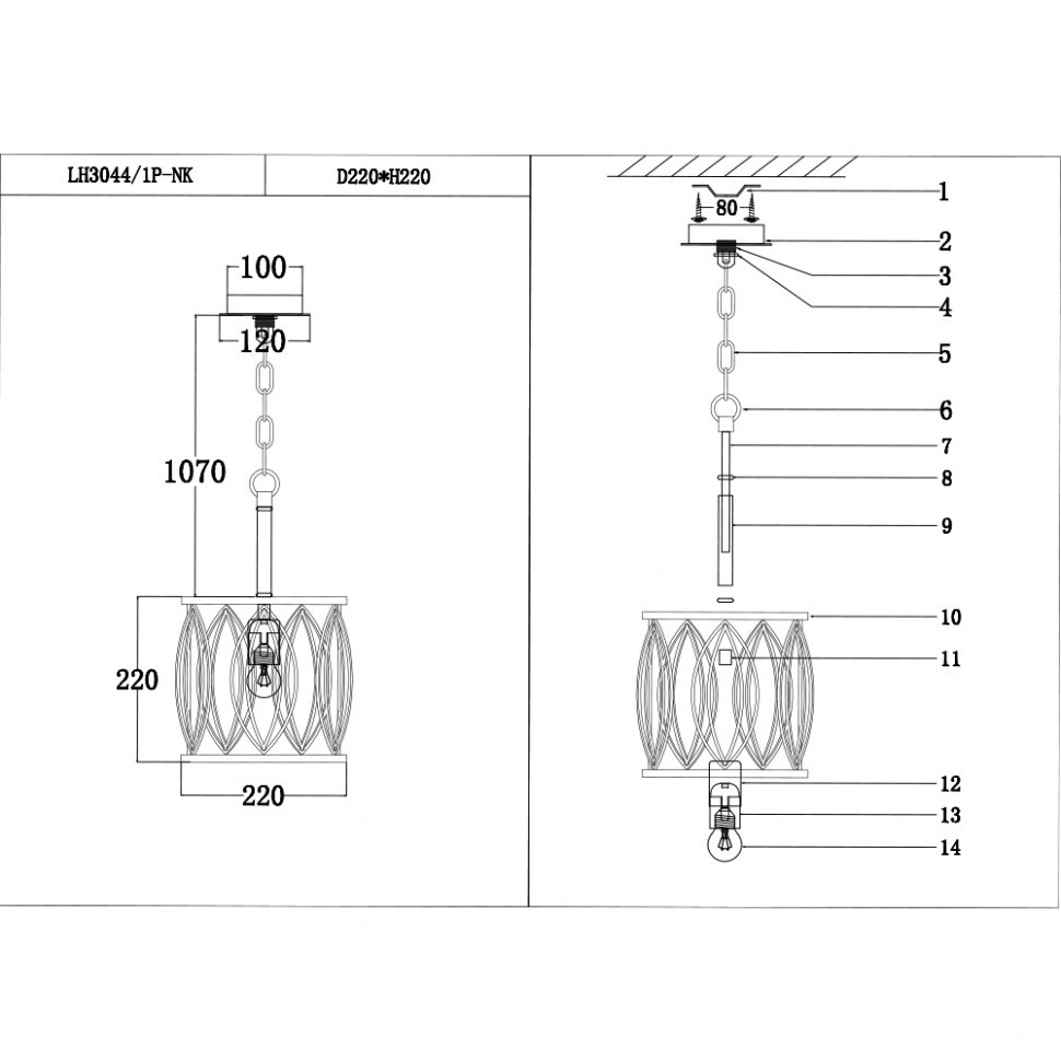 Подвесной светильник Lumien Hall Lucania LH3044/1P-NK