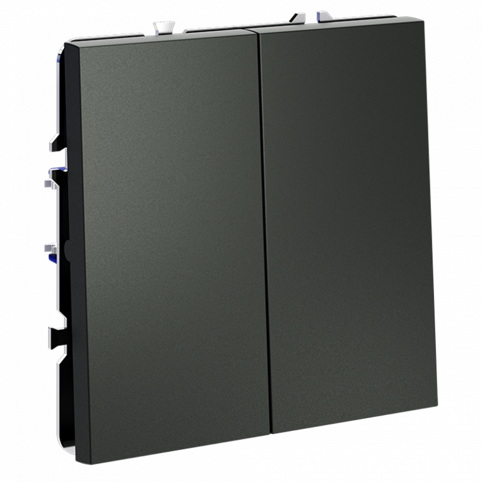 Проходной переключатель встраиваемый VOLTUM S70 двухклавишный 10А, (титан) VLS020306