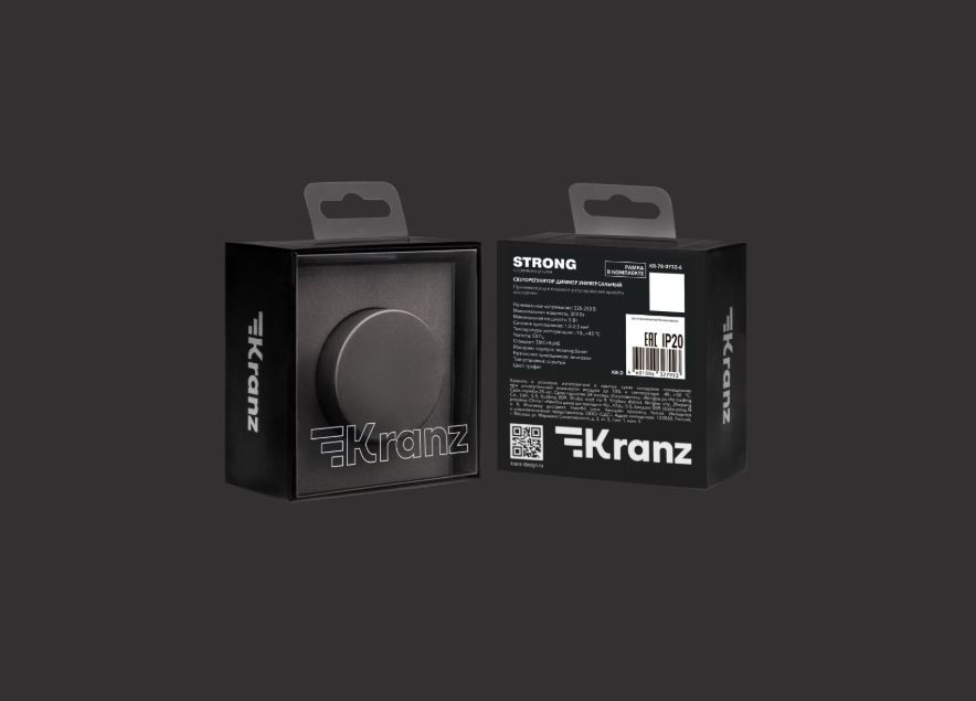 KRANZ Светорегулятор STRONG (диммер) 300Вт с/у графит KR-78-0732-6