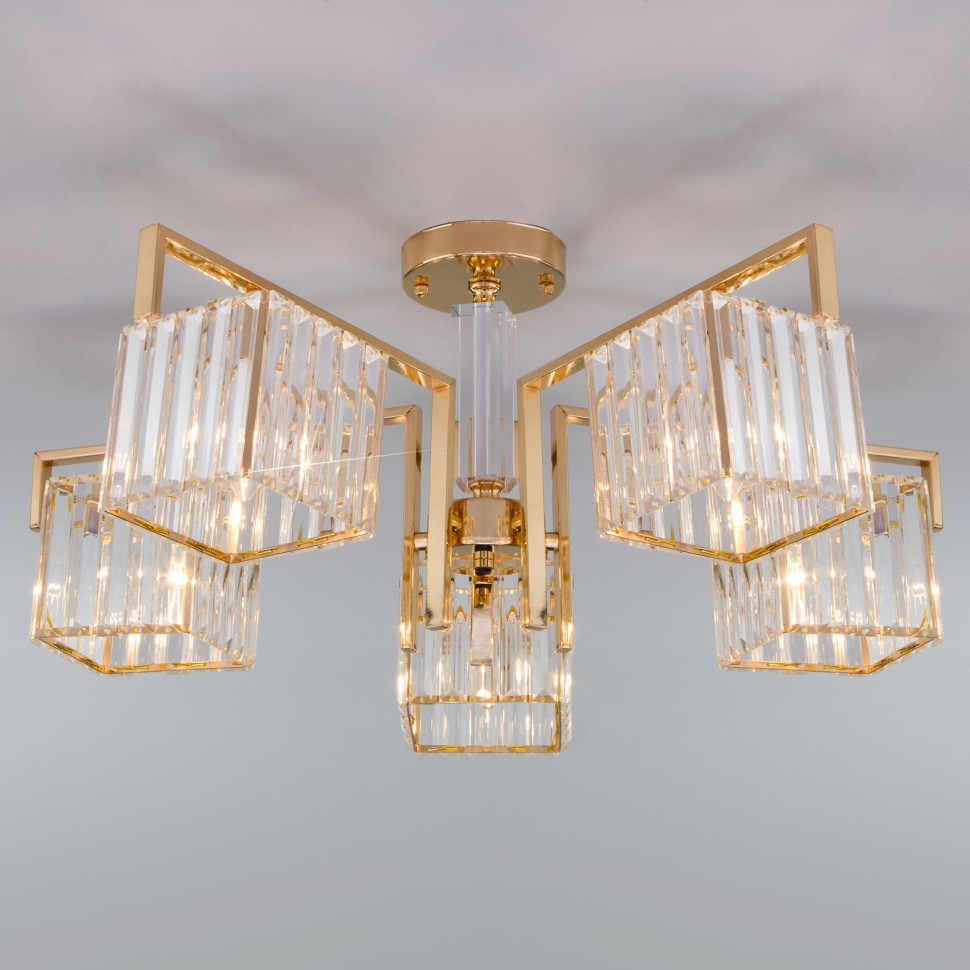 Умный потолочный светильник 10126/5 золото/прозрачный хрусталь Strotskis Smart (10117/5)