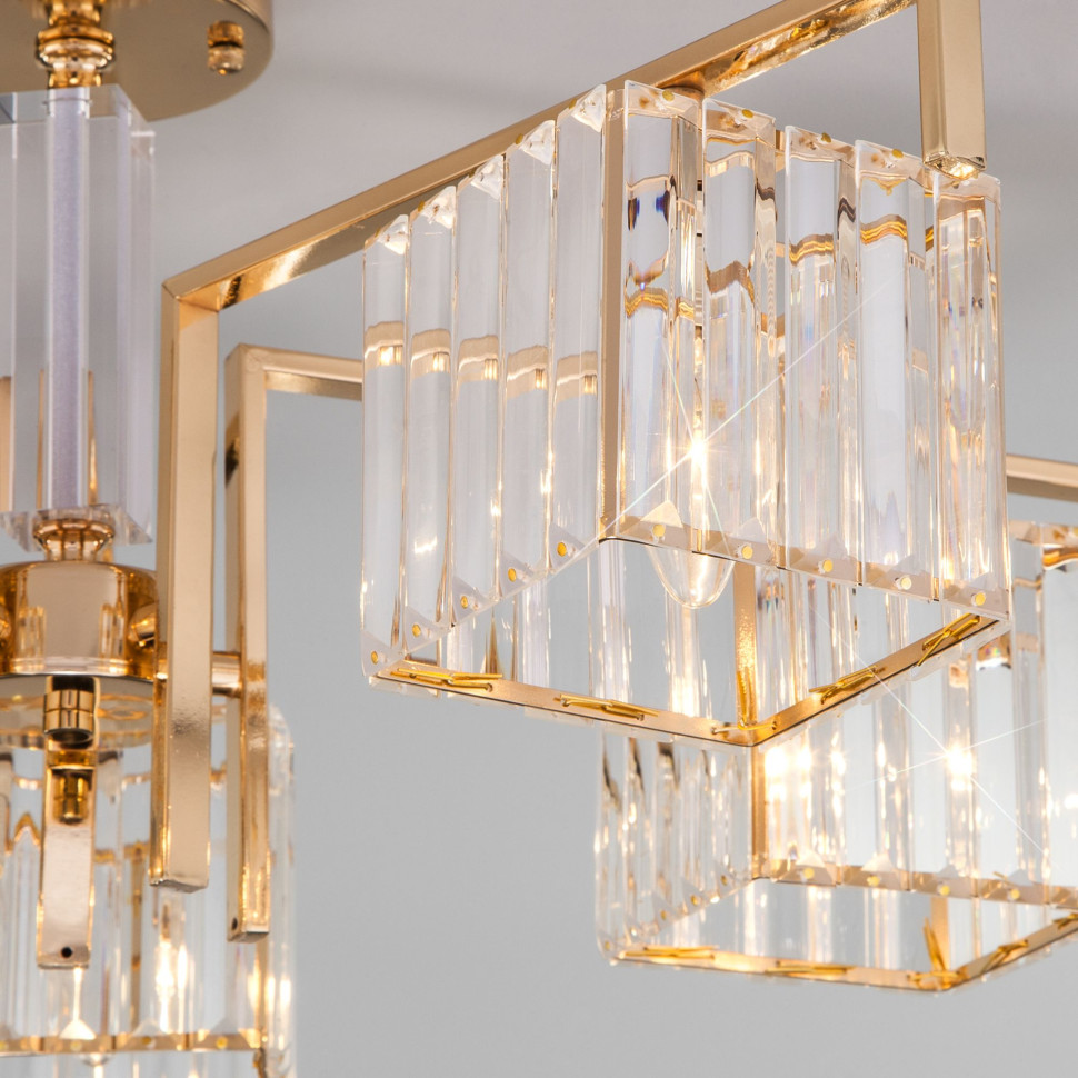 Умный потолочный светильник 10126/5 золото/прозрачный хрусталь Strotskis Smart (10117/5)