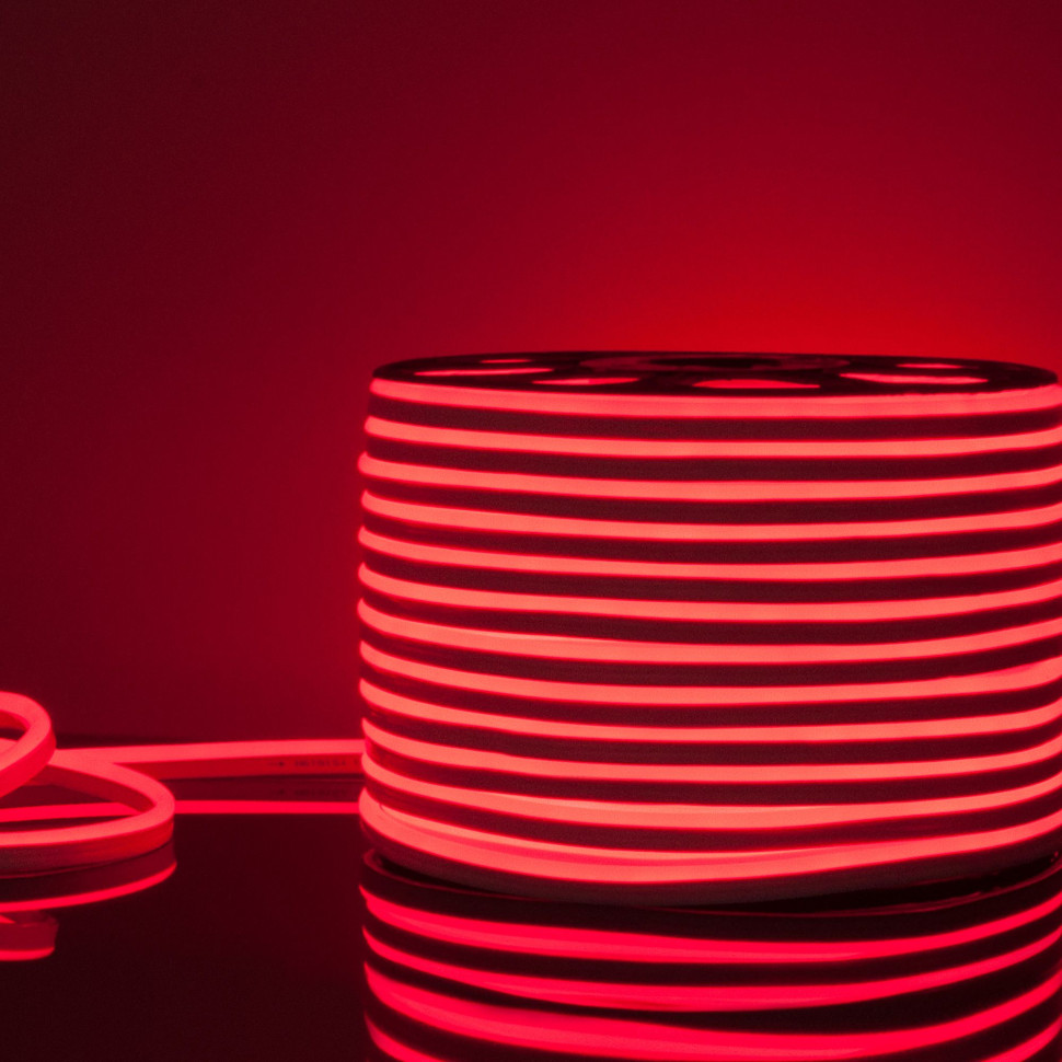 Светодиодный гибкий неон 220 В 9.6 Вт/м 120 Led/м 2835 IP67, односторонний красный, 50 м Гибкий неон 220V 9,6W 120Led 2835 IP67 односторонний красный, 50м
