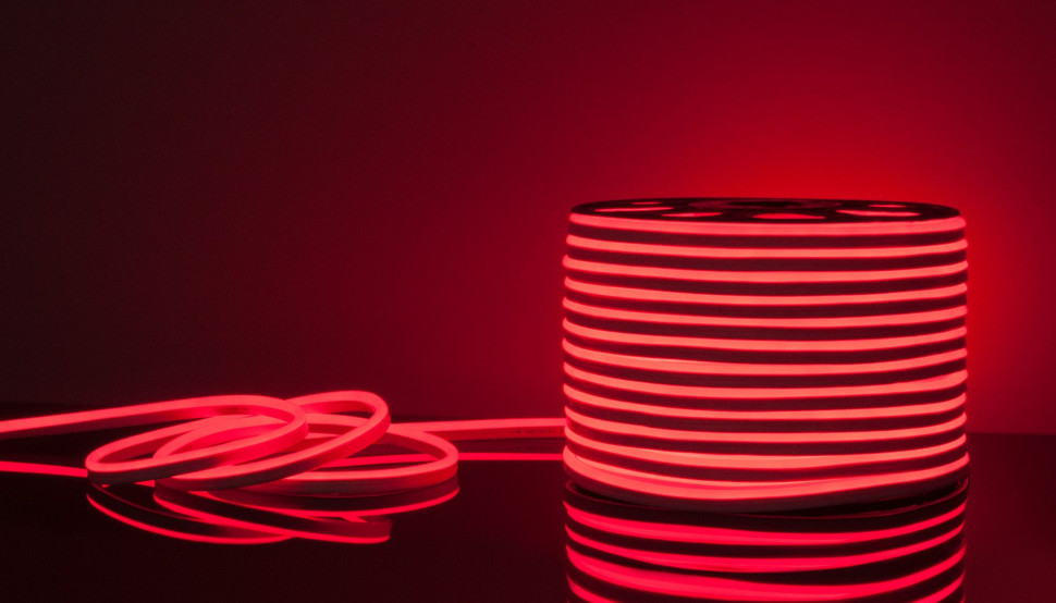 Светодиодный гибкий неон 220 В 9.6 Вт/м 120 Led/м 2835 IP67, односторонний красный, 50 м Гибкий неон 220V 9,6W 120Led 2835 IP67 односторонний красный, 50м