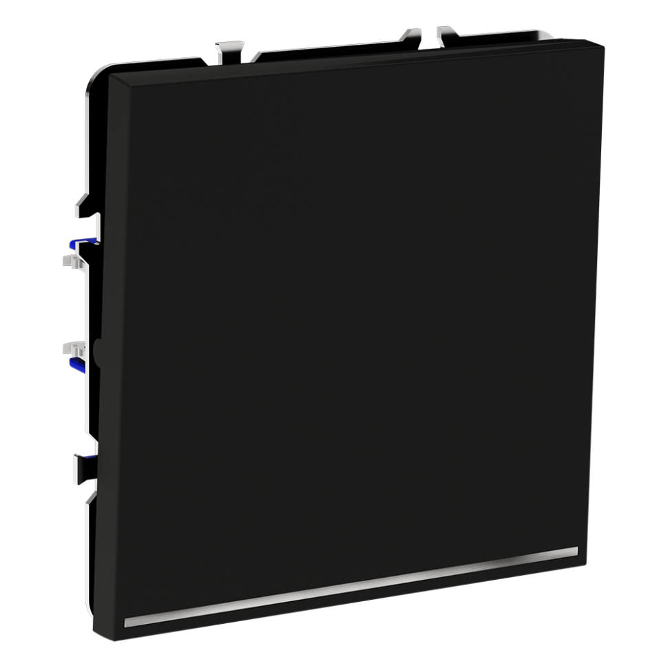 Выключатель встраиваемый VOLTUM S70 одноклавишный с подсветкой 10А, (черный матовый)