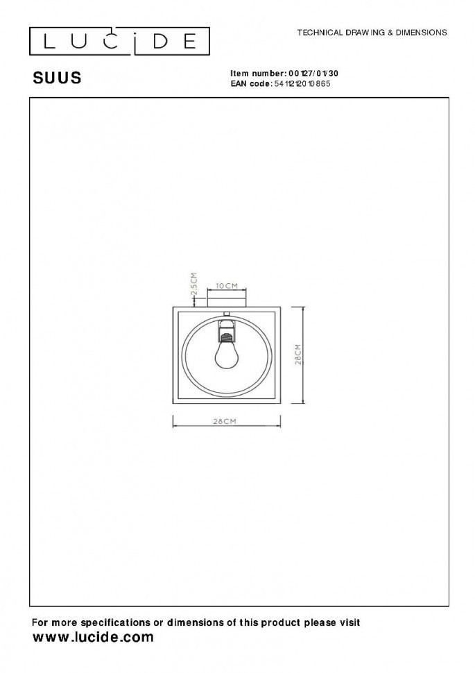 Потолочный светильник Lucide Suus 00127/01/30