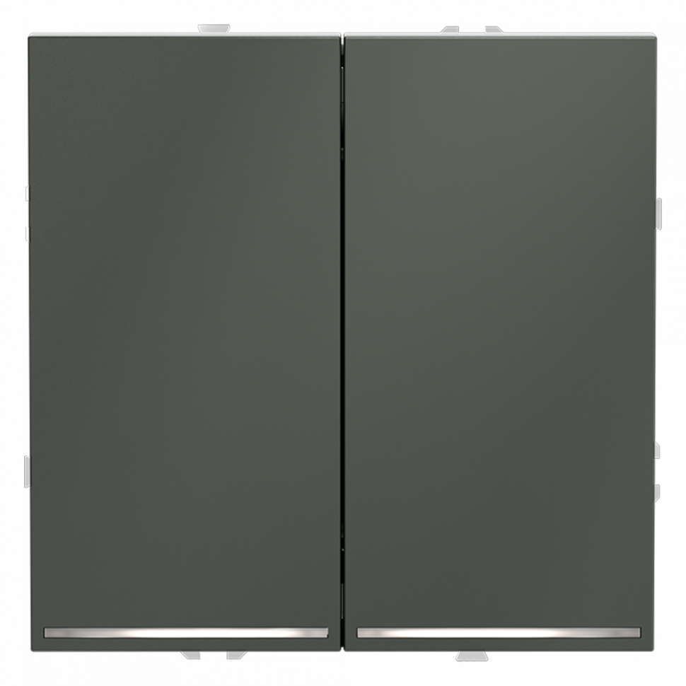 Проходной переключатель встраиваемый VOLTUM S70 двухклавишный с подсветкой 10А, (титан) VLS020406