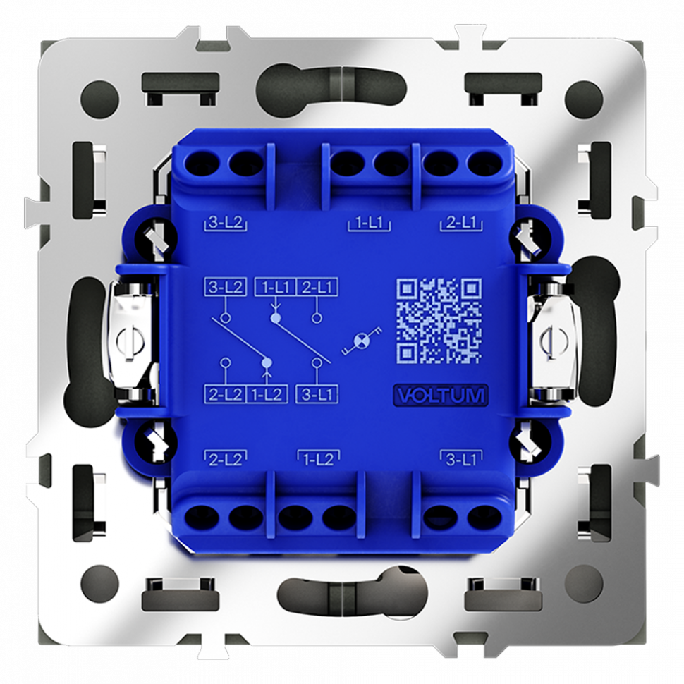 Проходной переключатель встраиваемый VOLTUM S70 двухклавишный с подсветкой 10А, (титан) VLS020406