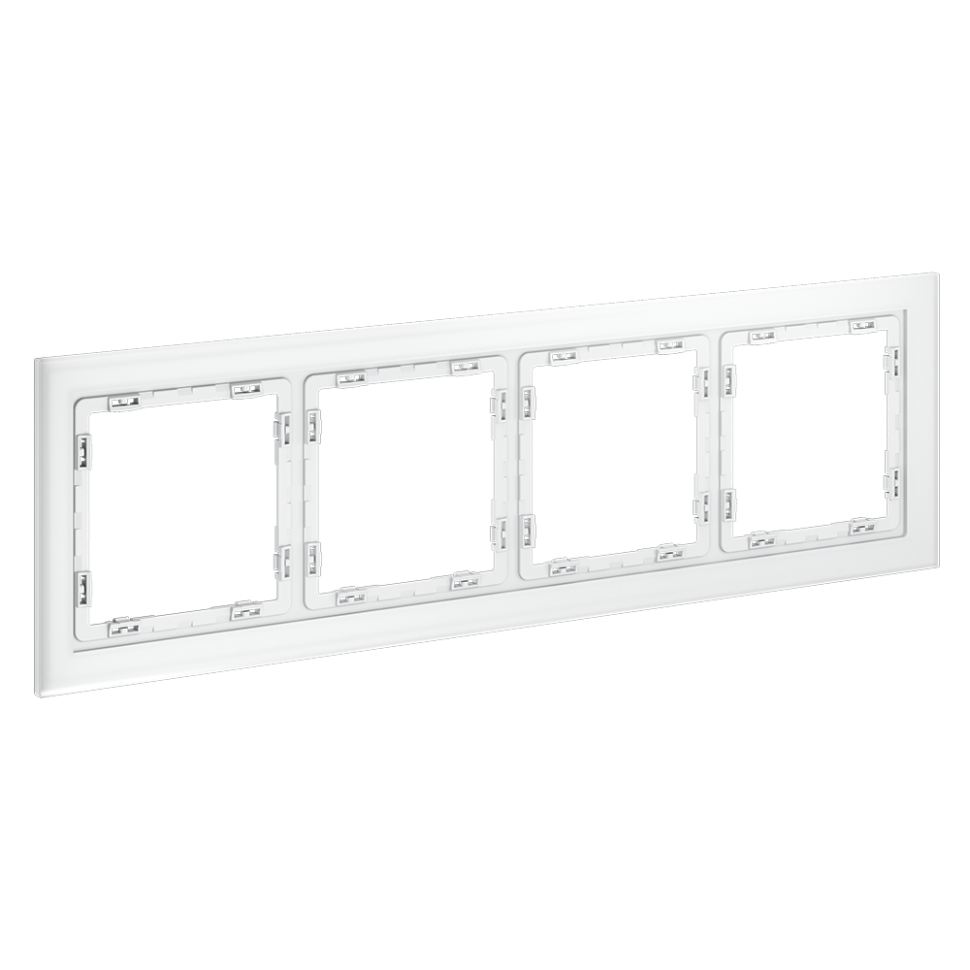 Рамка стеклянная VOLTUM S70 на 4 поста, (белый,матовый,стекло)