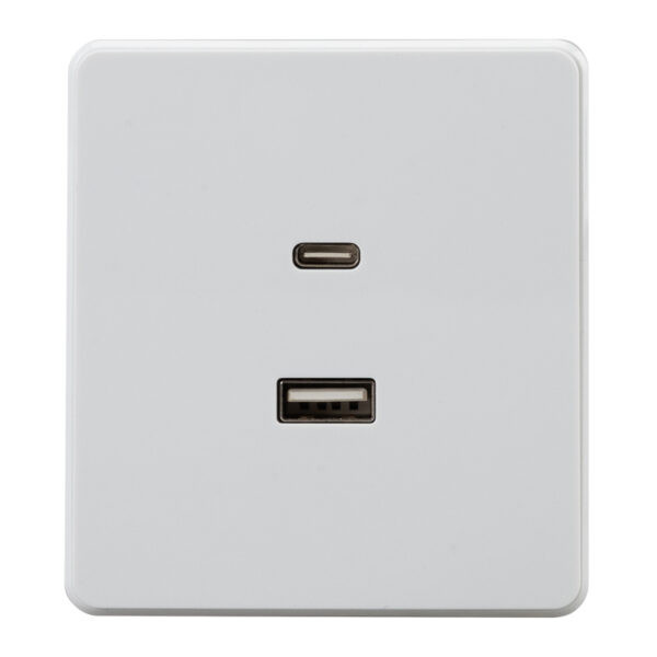 KRANZ ROUND Розетка USB-A+Type-C 3А с функцией быстрой зарядки перламутр KR-78-0734-1