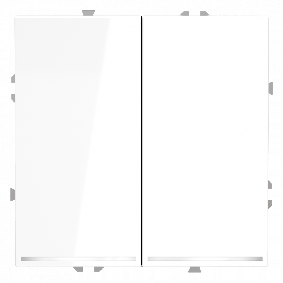 Выключатель встраиваемый VOLTUM S70 двухклавишный с подсветкой 10А, (белый глянцевый)