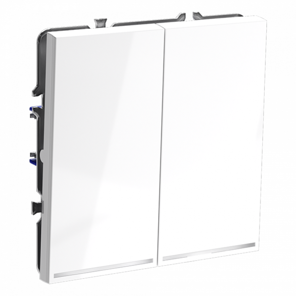 Выключатель встраиваемый VOLTUM S70 двухклавишный с подсветкой 10А, (белый глянцевый)