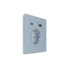 Systeme Infinity, Розетка С/У с ЗК и зар.устр.USB А+С 20Вт (250В, 16А, защит.шторки), Стальное небо