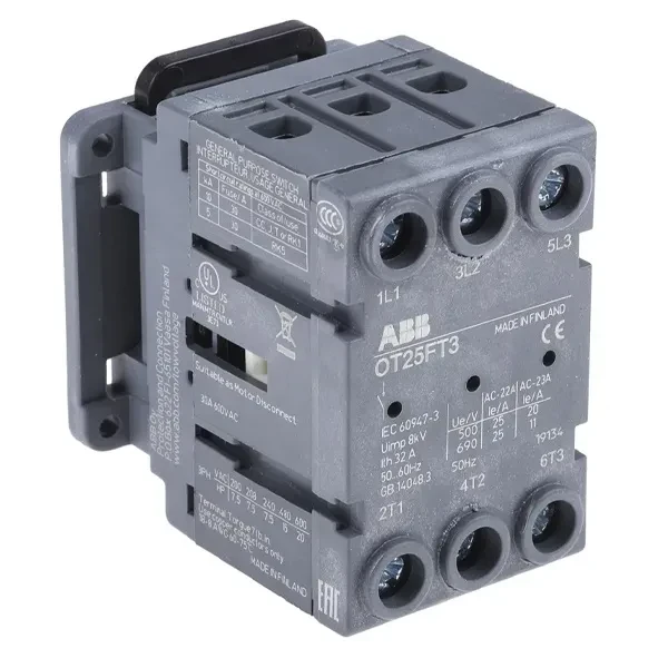 Рубильник ABB OT25FT3 25А 3P дверного монтажа (без ручки) 1SCA104884R1001