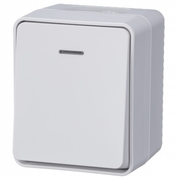 Выключатель 1-клавишный 10 АХ с подсветкой Systeme Electric AtlasDesign Profi54, белый ATN540113