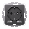 Розетка силовая+USB Schneider Electric Atlas Design Базальт ATN001430