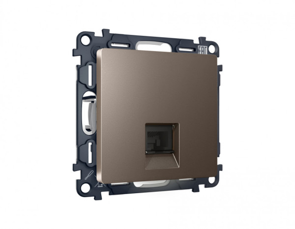 Комплект механизма компьютерной розетки ALFA MA642010 Темная бронза матовый RJ-45(8P8C) CAT6 с защитной шторкой QUANT