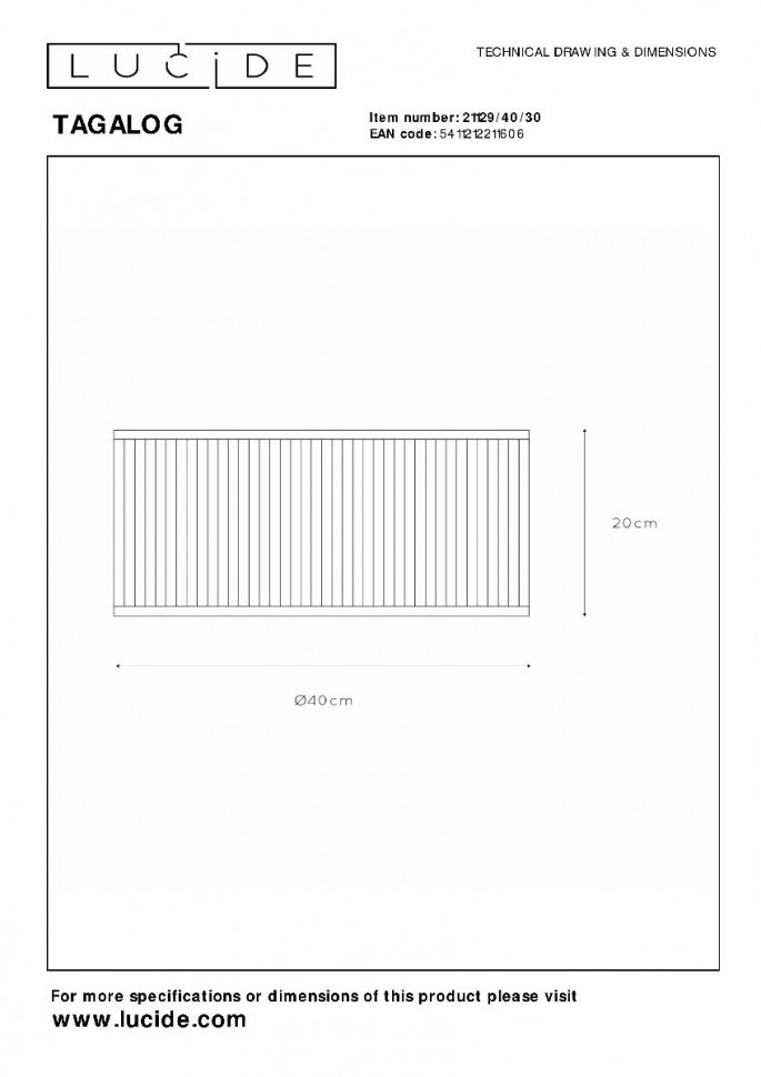 Потолочный светильник Lucide Tagalog 21129/40/30