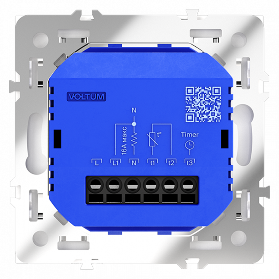 Терморегулятор электронный VOLTUM S70 с индикацией и датчиком, для теплого пола, (белый матовый) VLS070102